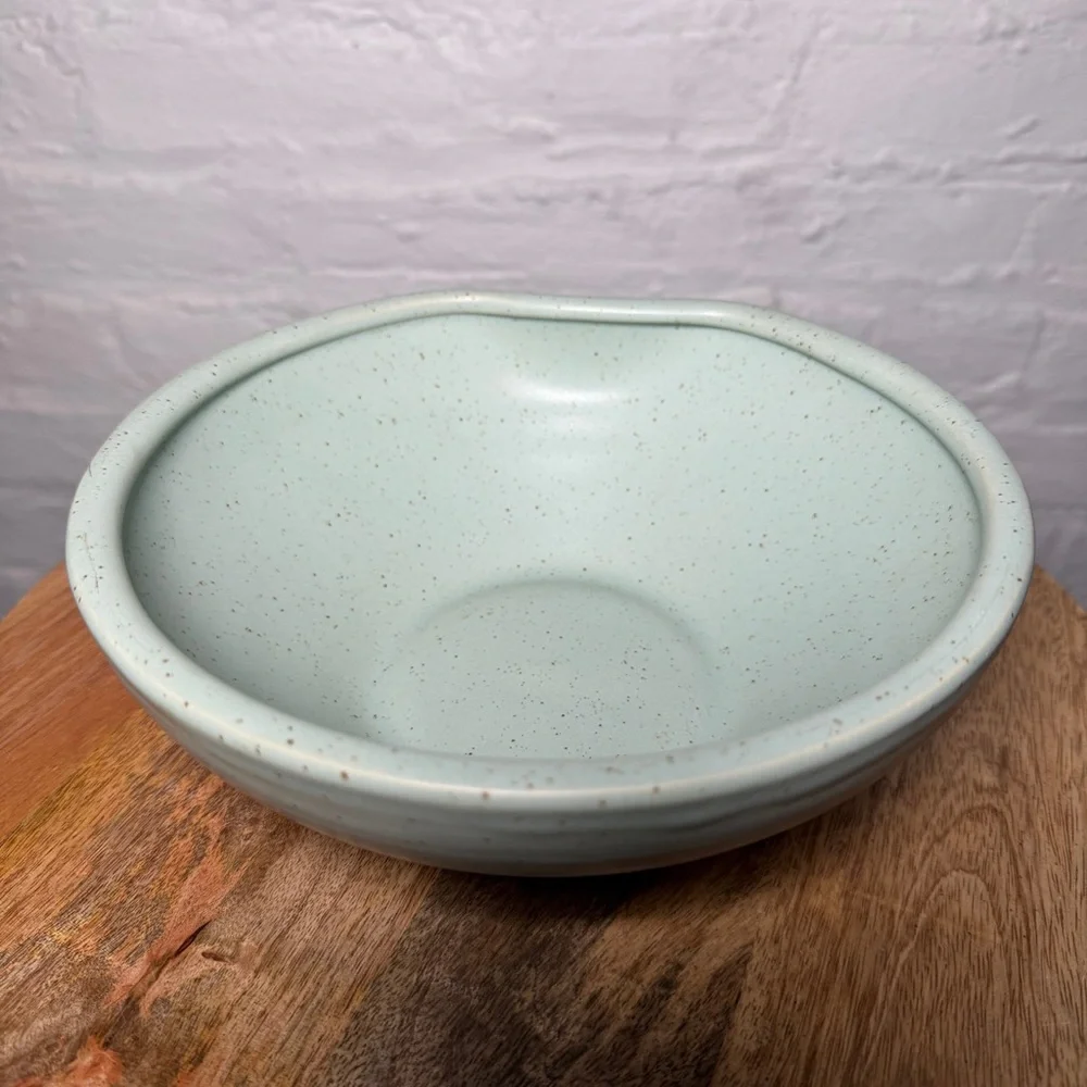 West Elm Speckled Mint Green Ceramic Decorative Bowl